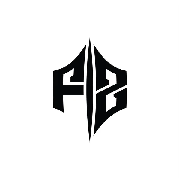 FZ Letter Logo monogram hexagon diamond shape with piercing style design template