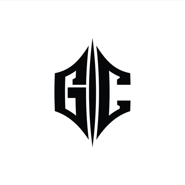 Letter Logo Μονόγραμμα Εξάγωνο Διαμάντι Σχήμα Piercing Στυλ Πρότυπο Σχεδιασμού — Φωτογραφία Αρχείου