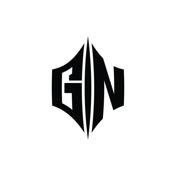 带有穿孔样式设计模板的Gn字母Logo单字六角形菱形 — 图库照片