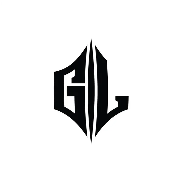GL Letter Logo monogram hexagon diamond shape with piercing style design template