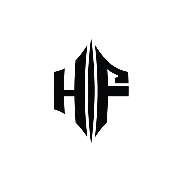 Hfレターロゴモノグラムピアススタイルのデザインテンプレートと六角形ダイヤモンド形状 — ストック写真