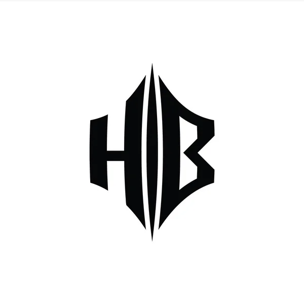 Hb字母Logo六角形菱形 带有穿孔样式设计模板 — 图库照片