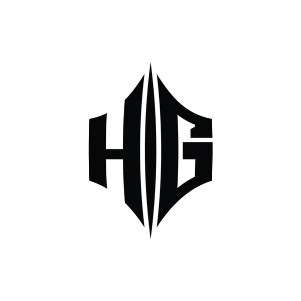 Hgレターロゴモノグラムピアススタイルのデザインテンプレートと六角形ダイヤモンド形状 — ストック写真