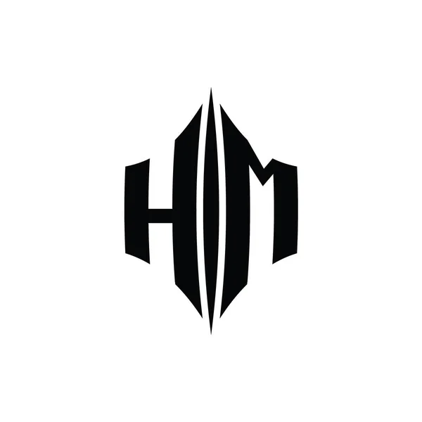 Hm手紙ロゴモノグラムピアススタイルのデザインテンプレートと六角形のダイヤモンド形状 — ストック写真
