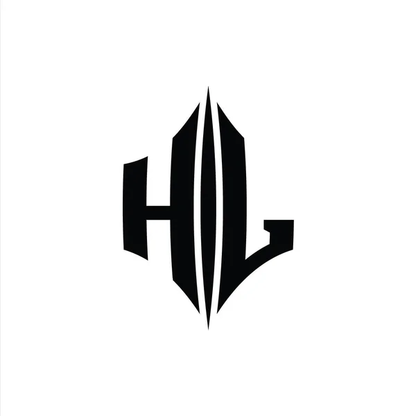 Hlレターロゴモノグラムピアススタイルのデザインテンプレートと六角形ダイヤモンド形状 — ストック写真