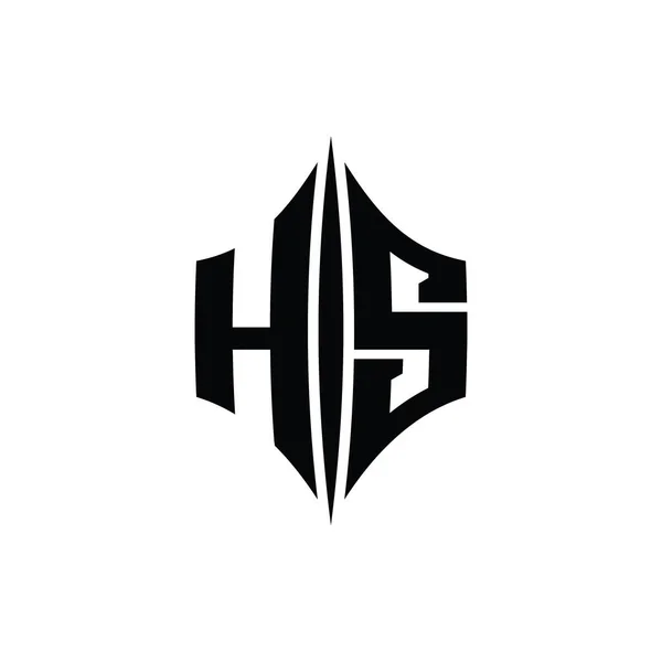 HS Letter Logo monogram hexagon diamond shape with piercing style design template