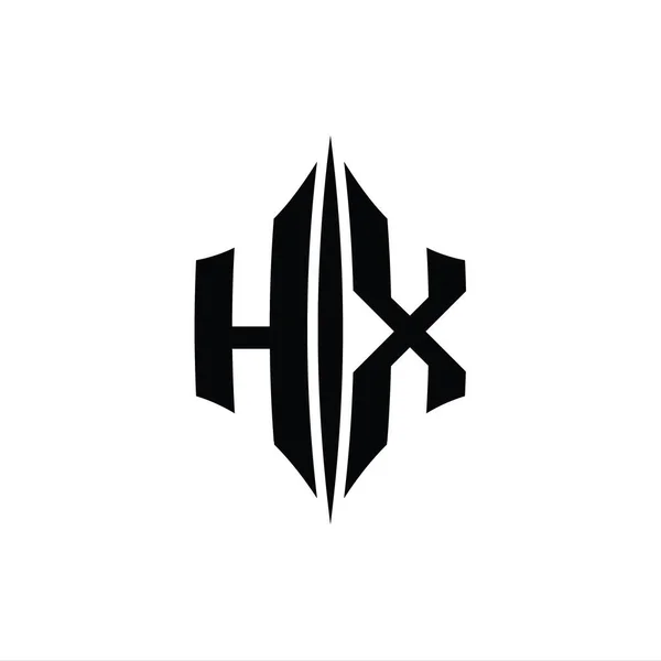 带有穿孔样式设计模板的Hx字母Logo单字六角形菱形 — 图库照片