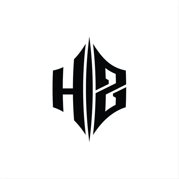 Hz字母Logo六角形菱形 带有穿孔样式设计模板 — 图库照片