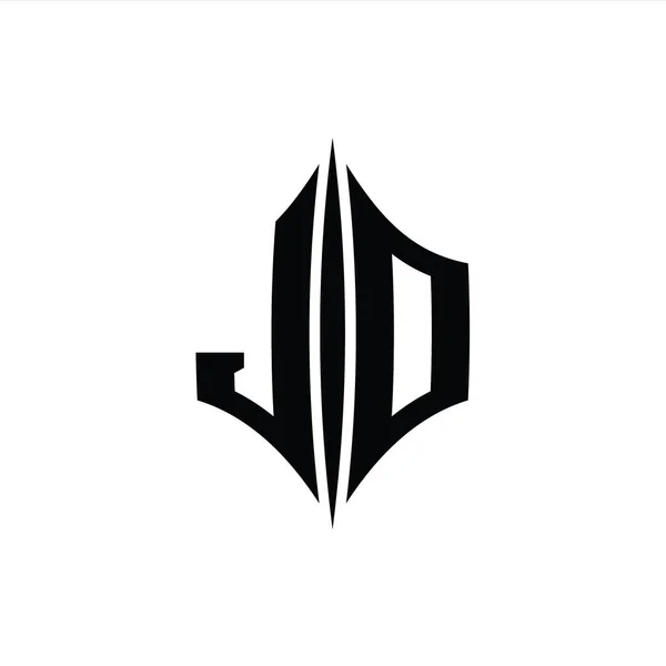 Letter Logo Monogram Altıgen Elmas Şekilli Piercing Stili Tasarım Şablonu — Stok fotoğraf