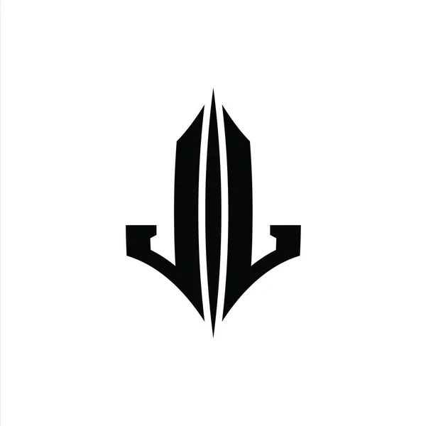 JL Letter Logo monogram hexagon diamond shape with piercing style design template