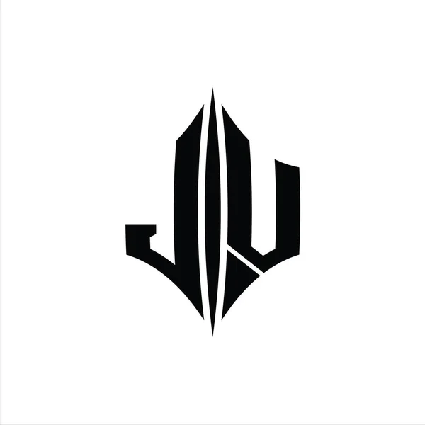 Jvv List Logo Monogram Sześciokąt Diament Kształt Przekłuwającym Stylu Szablon — Zdjęcie stockowe