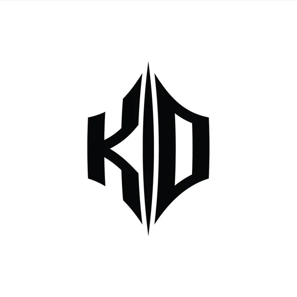 Kdレターロゴモノグラムピアススタイルのデザインテンプレートと六角形ダイヤモンド形状 — ストック写真