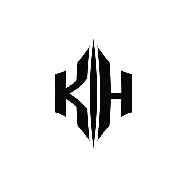 Khレターロゴモノグラムピアススタイルのデザインテンプレートと六角形ダイヤモンド形状 — ストック写真