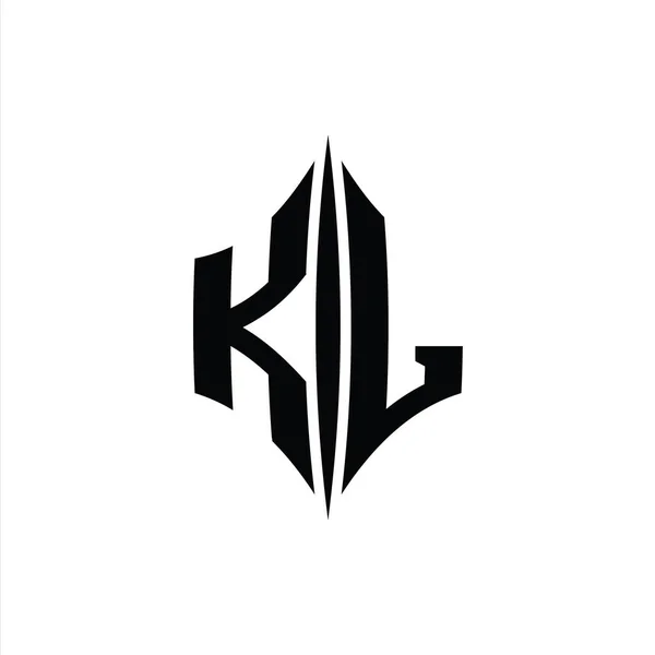 Klレターロゴモノグラムピアススタイルのデザインテンプレートと六角形のダイヤモンド形状 — ストック写真