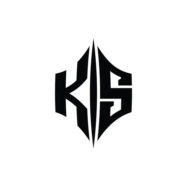 KS Letter Logo monogram hexagon diamond shape with piercing style design template