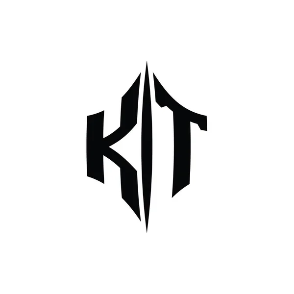 Ktレターロゴモノグラムピアススタイルのデザインテンプレートと六角形ダイヤモンド形状 — ストック写真
