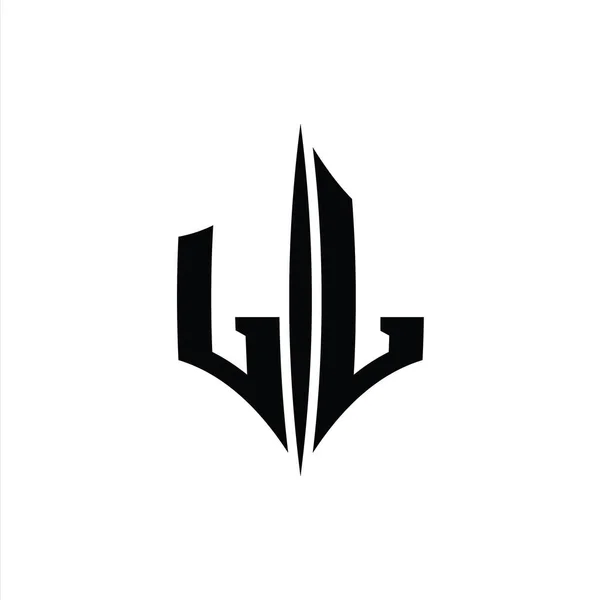 List Logo Monogram Sześciokąt Diament Kształt Przekłuwającym Stylu Szablon Projektu — Zdjęcie stockowe