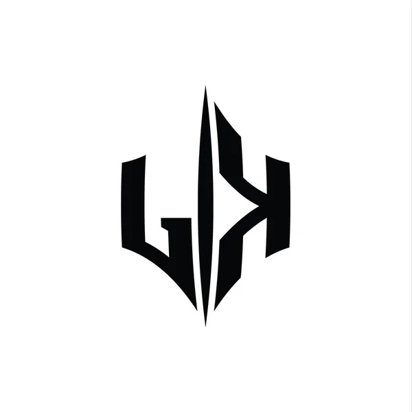 LK Letter Logo monogram hexagon diamond shape with piercing style design template