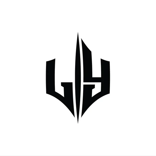 LY Letter Logo monogram hexagon diamond shape with piercing style design template