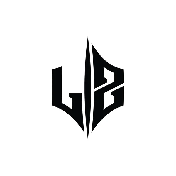 LZ Letter Logo monogram hexagon diamond shape with piercing style design template