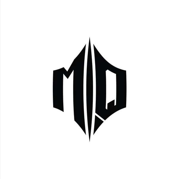 Mq字母Logo六角形菱形 带有穿孔样式设计模板 — 图库照片