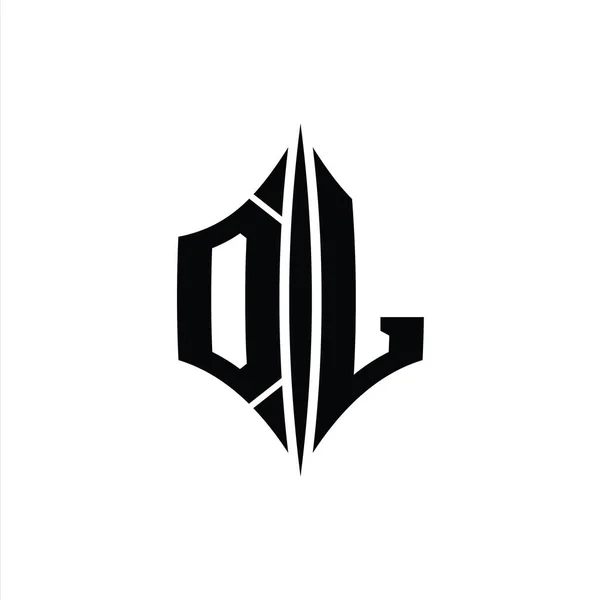 Eski Harf Logosu Monogram Altıgen Elmas Şekilli Piercing Stili Tasarım — Stok fotoğraf