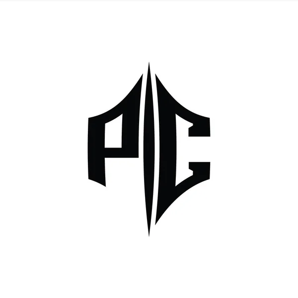 Логотип Монограмма Шестиугольник Алмазной Формы Пирсинг Стиль Шаблон — стоковое фото