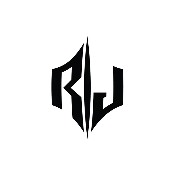 带有穿孔样式设计模板的Rj字母Logo单字六角菱形 — 图库照片