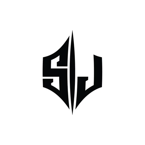 SJ Letter Logo monogram hexagon diamond shape with piercing style design template