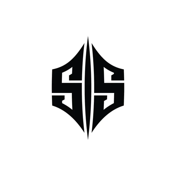 Ssレターロゴモノグラムピアススタイルのデザインテンプレートと六角形ダイヤモンド形状 — ストック写真