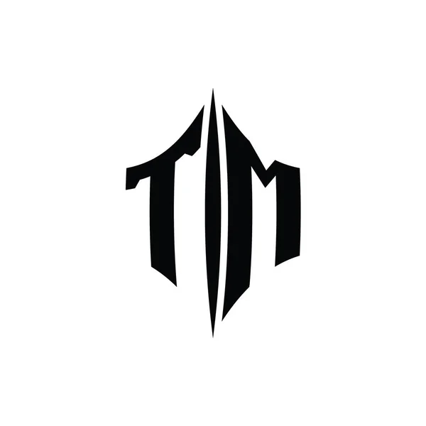 TM Letter Logo monogram hexagon diamond shape with piercing style design template