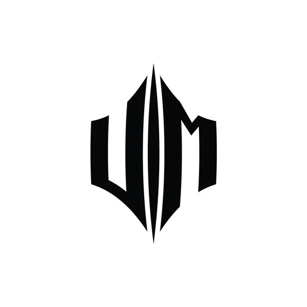 Letter Logo Monogram Hexagon Diamantový Tvar Piercing Styl Design Šablony — Stock fotografie
