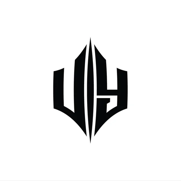 UY Letter Logo monogram hexagon diamond shape with piercing style design template