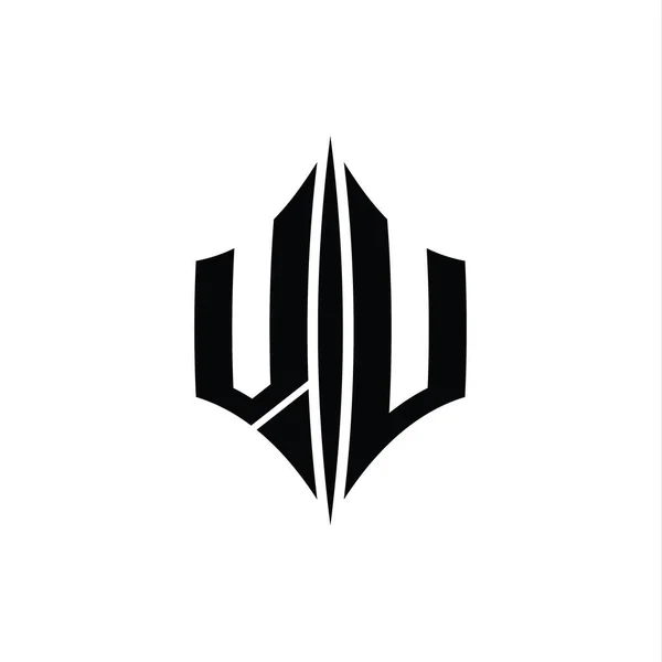 stock image VU Letter Logo monogram hexagon diamond shape with piercing style design template