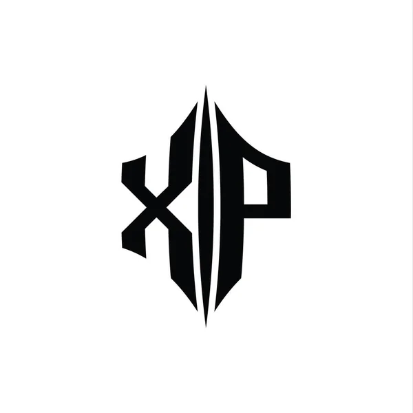 Letter Logo Monogram Sekskant Diamant Form Med Piercing Stil Design - Stock-foto