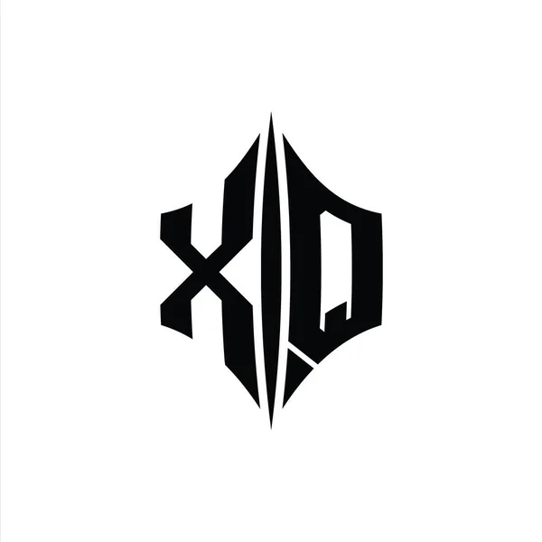 Xqレターロゴモノグラムピアススタイルのデザインテンプレートと六角形のダイヤモンド形状 — ストック写真