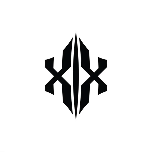 Letter Logo Μονόγραμμα Εξάγωνο Διαμάντι Σχήμα Piercing Στυλ Πρότυπο Σχεδιασμού — Φωτογραφία Αρχείου