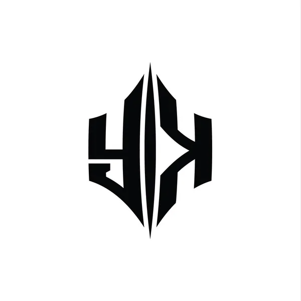 YK Letter Logo monogram hexagon diamond shape with piercing style design template