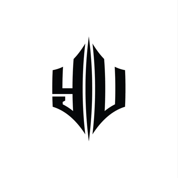 Carta Logo Monograma Hexágono Forma Diamante Con Plantilla Diseño Estilo —  Fotos de Stock
