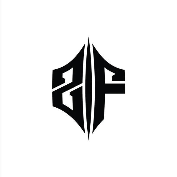 Zf文字ロゴモノグラムピアススタイルのデザインテンプレートと六角形のダイヤモンド形状 — ストック写真