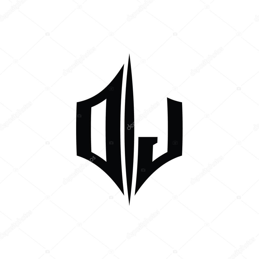 DJ Letter Logo monogram hexagon diamond shape with piercing style design template