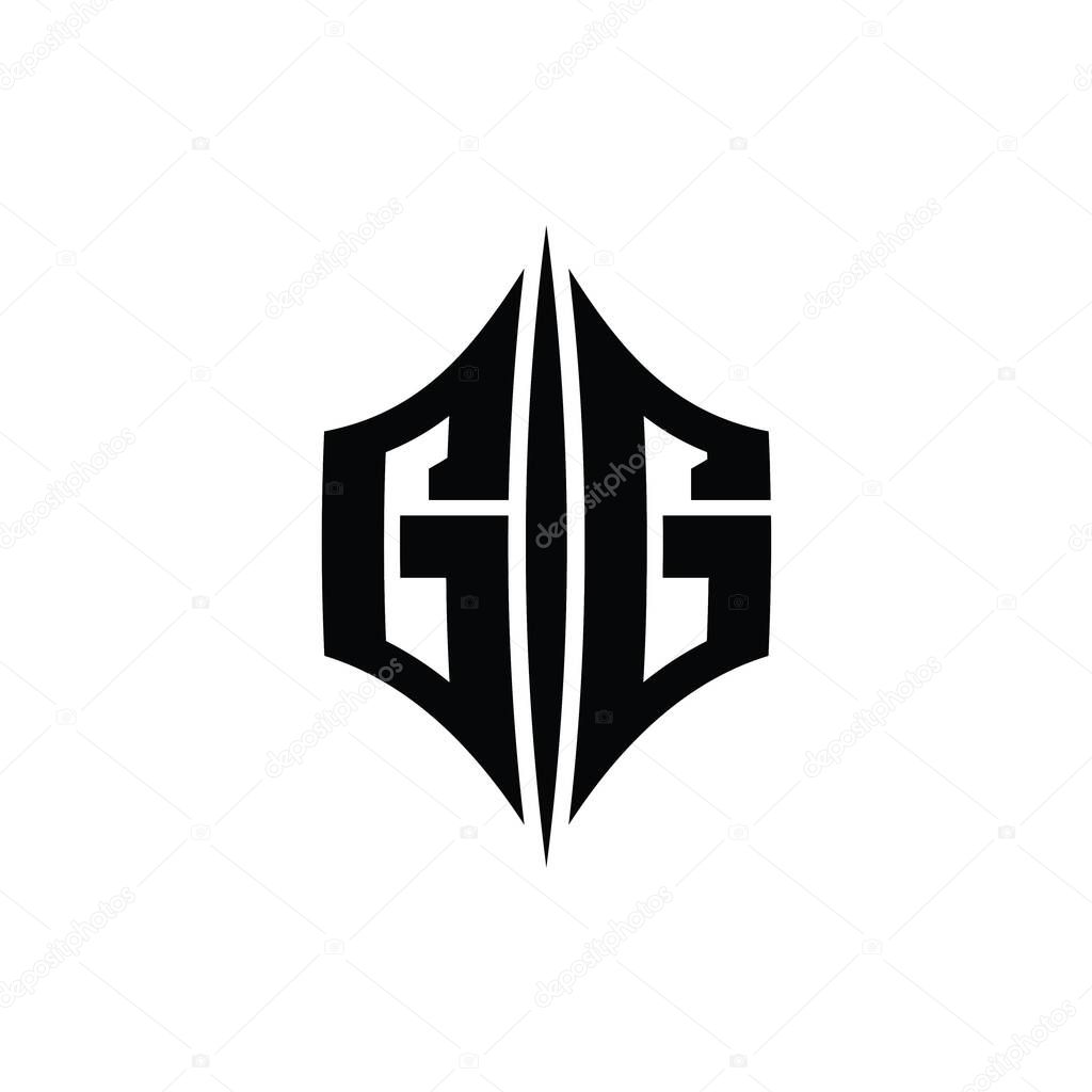 GG Letter Logo monogram hexagon diamond shape with piercing style design template