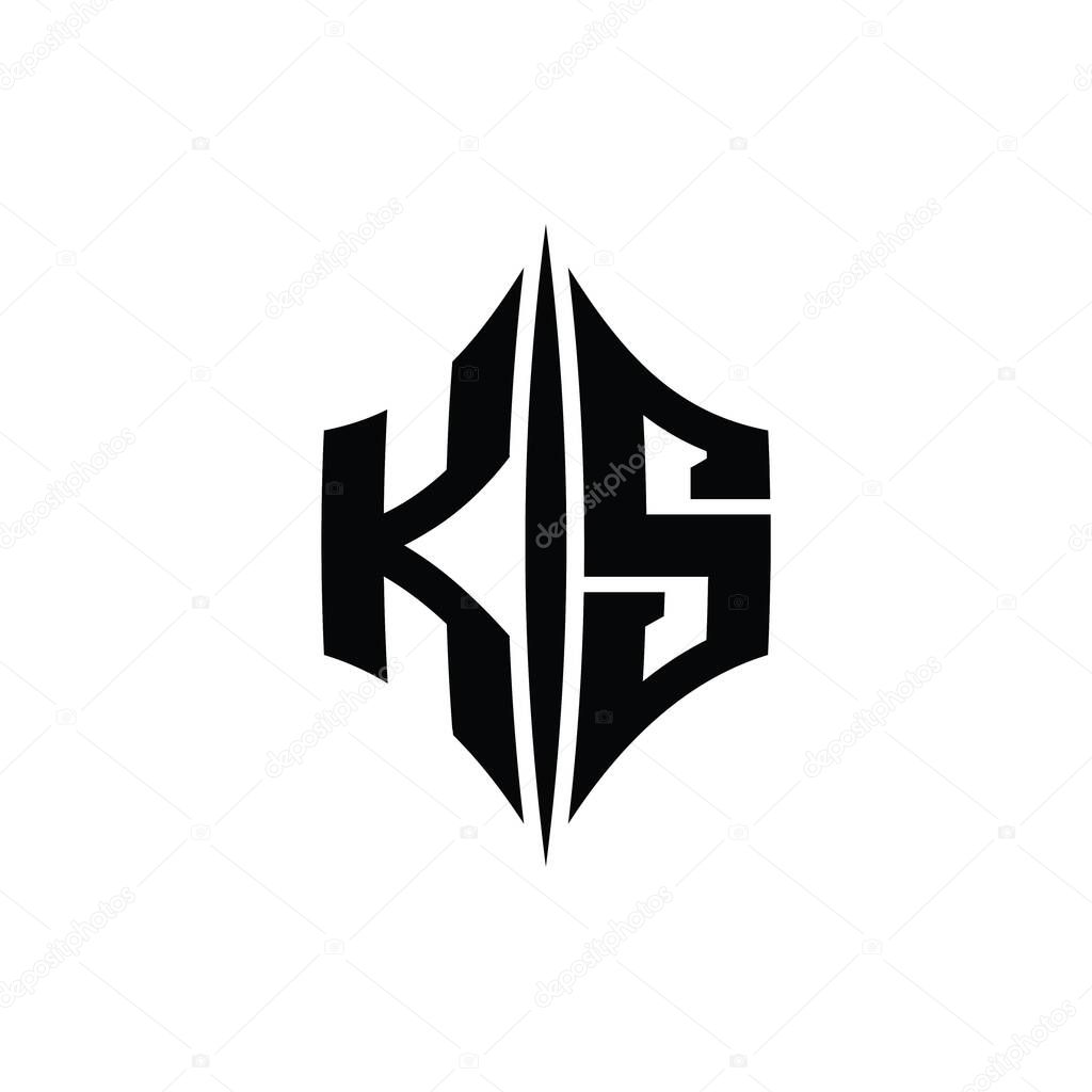 KS Letter Logo monogram hexagon diamond shape with piercing style design template