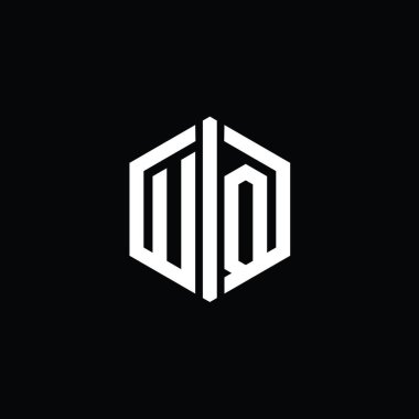 Bağlantı biçimi biçim şablonu ile UQ Harfi Logo monogram altıgen şekli