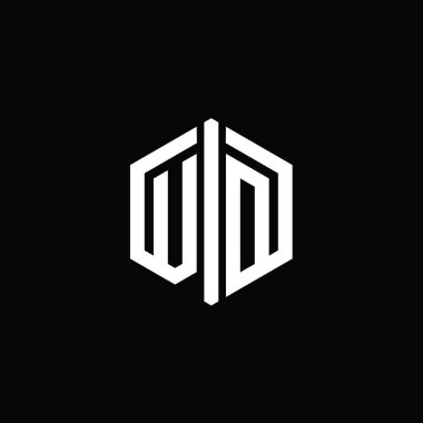 Bağlantı biçimi biçim şablonu ile VD Harfi Logo monogram altıgen şekli