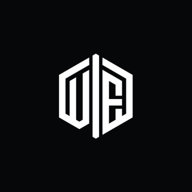 VE Letter Logo monogram altıgen şekli ile ana hatlı biçim tasarım şablonu