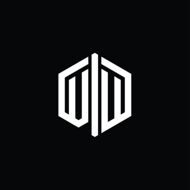 VU Letter Logo monogram altıgen biçimi ile ana hatlı biçim tasarım şablonu