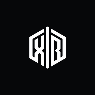 XB Harfi Logo monogram altıgen şekli ana hatlı biçim tasarım şablonu