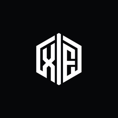 XE Letter Logo monogram altıgen şekli ana hatlı biçim tasarım şablonu