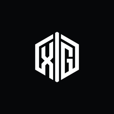 XG Harfi Logo monogram altıgen biçimi ile ana hatlı biçim tasarım şablonu